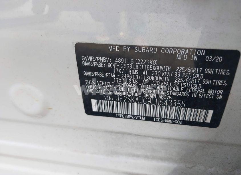 Photo 9 of 2020 Subaru Forester PREMIUM (VIN JF2SKAJC9LH543355)