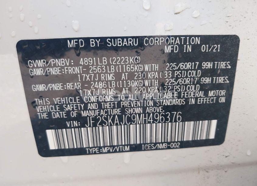 Photo 9 of 2021 Subaru Forester PREMIUM (VIN JF2SKAJC9MH496376)
