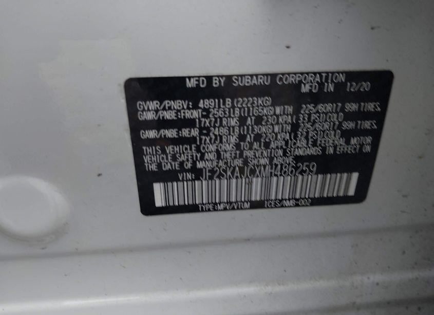 Photo 9 of 2021 Subaru Forester PREMIUM (VIN JF2SKAJCXMH486259)