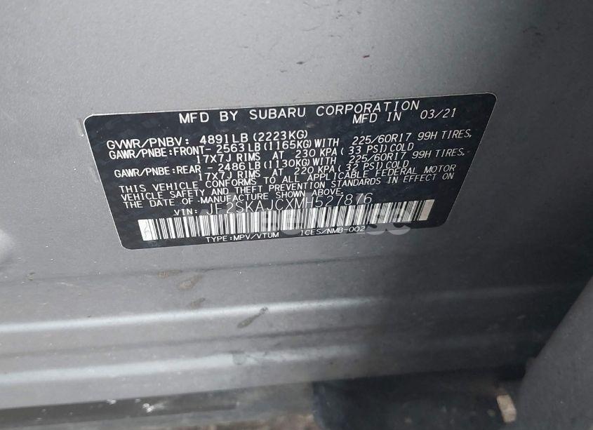 Photo 9 of 2021 Subaru Forester PREMIUM (VIN JF2SKAJCXMH527876)