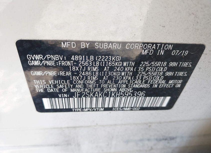 Photo 9 of 2019 Subaru Forester SPORT (VIN JF2SKAKC1KH595396)