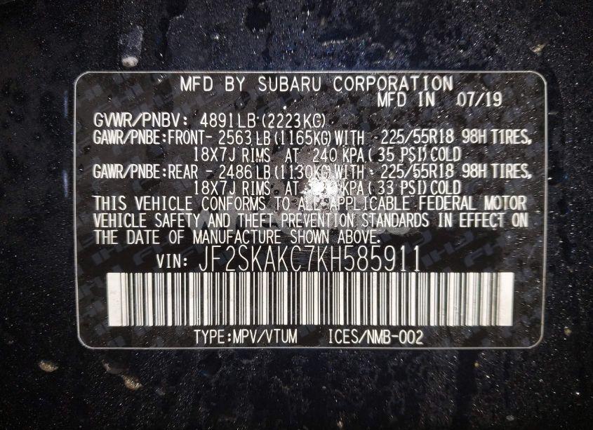 Photo 9 of 2019 Subaru Forester SPORT (VIN JF2SKAKC7KH585911)