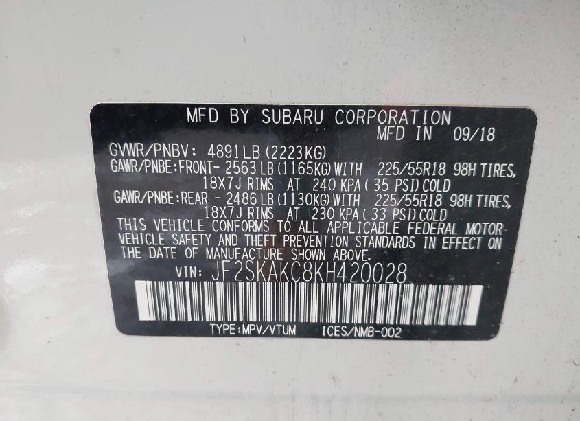 Photo 9 of 2019 Subaru Forester SPORT (VIN JF2SKAKC8KH420028)