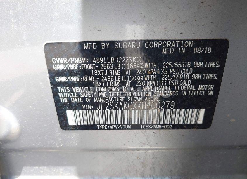 Photo 9 of 2019 Subaru Forester SPORT (VIN JF2SKAKCXKH400279)