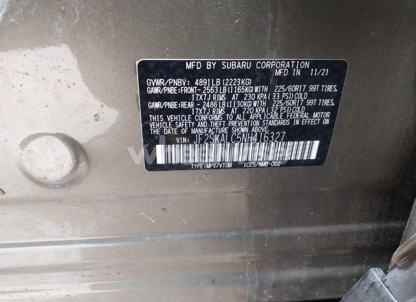 Photo 9 of 2022 Subaru Forester WILDERNESS (VIN JF2SKALC5NH416327)