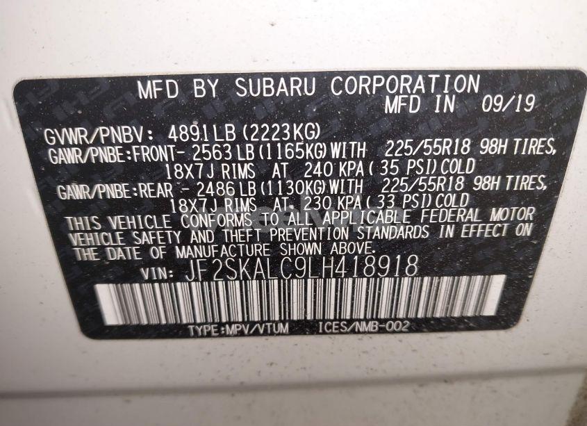 Photo 9 of 2020 Subaru Forester SPORT (VIN JF2SKALC9LH418918)