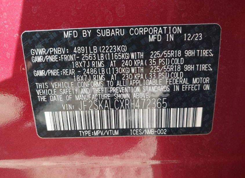 Photo 9 of 2024 Subaru Forester LIMITED (VIN JF2SKALCXRH472365)