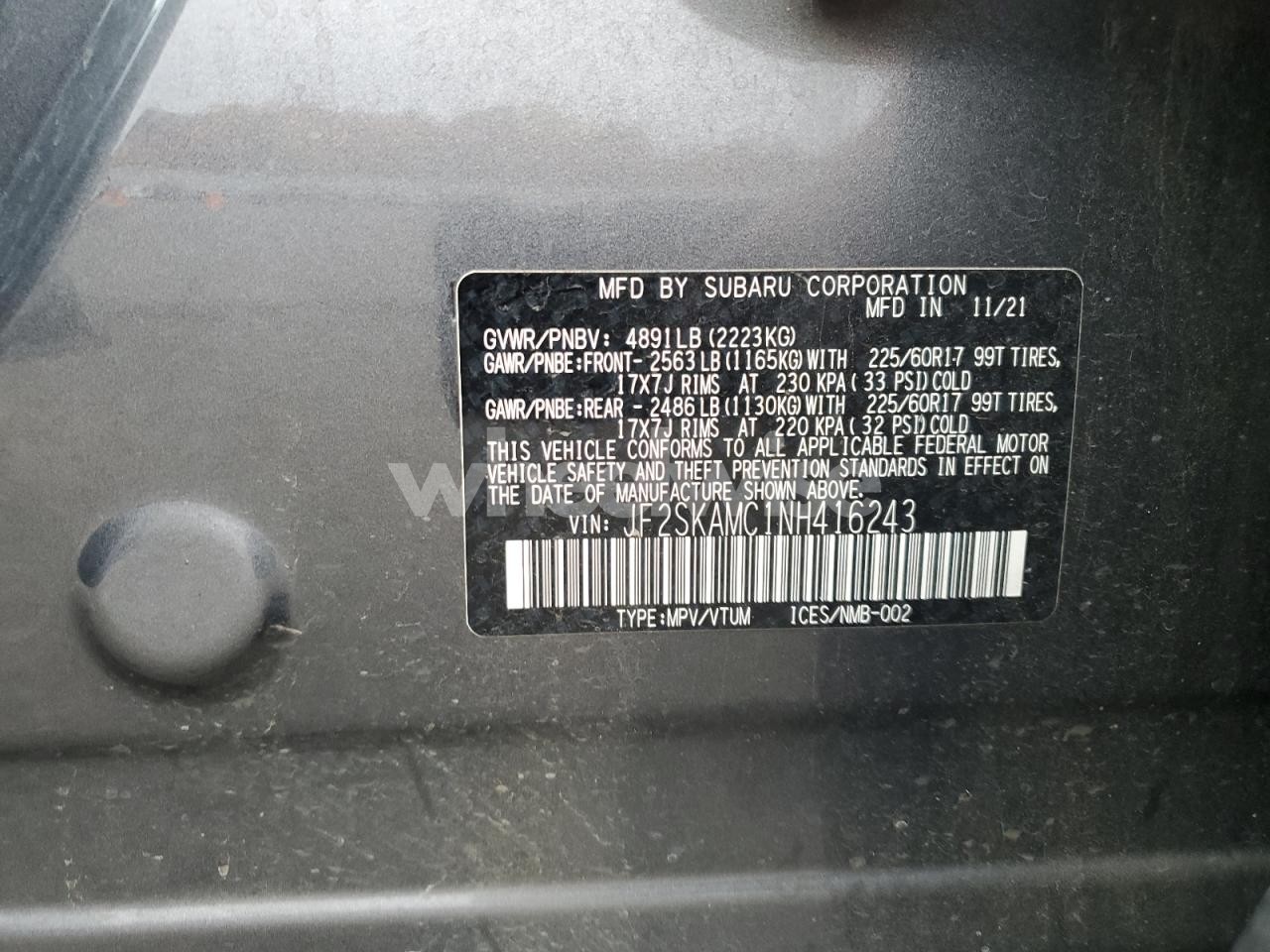 Photo 13 of 2022 SUBARU FORESTER WILDERNESS (VIN JF2SKAMC1NH416243)