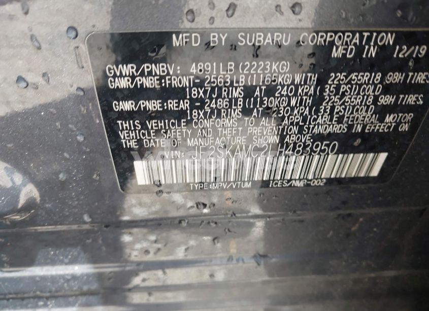 Photo 9 of 2020 Subaru Forester SPORT (VIN JF2SKAMC2LH483950)