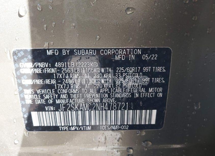 Photo 9 of 2022 Subaru Forester WILDERNESS (VIN JF2SKAMC2NH478721)