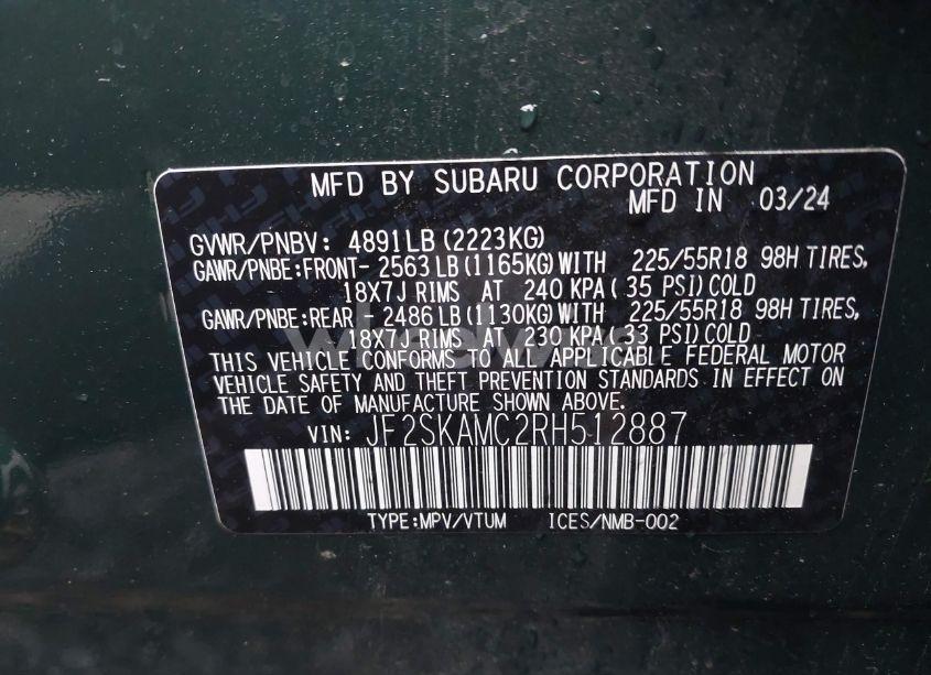 Photo 9 of 2024 Subaru Forester TOURING (VIN JF2SKAMC2RH512887)