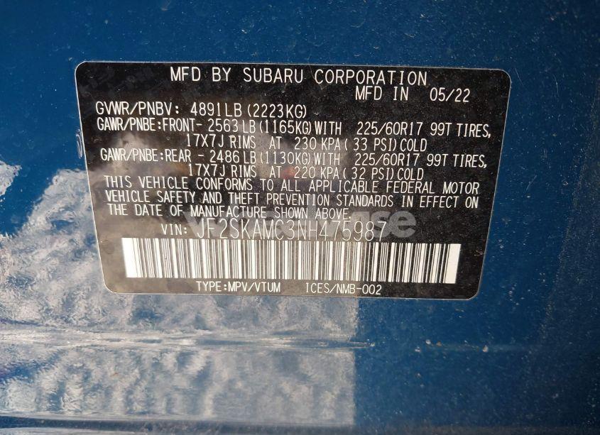 Photo 9 of 2022 Subaru Forester WILDERNESS (VIN JF2SKAMC3NH475987)