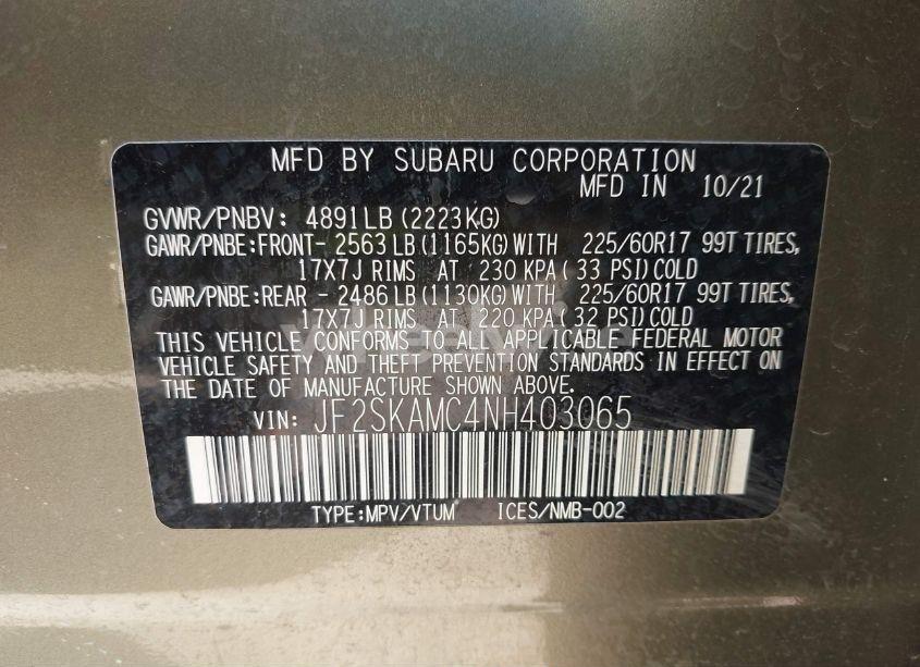 Photo 9 of 2022 Subaru Forester WILDERNESS (VIN JF2SKAMC4NH403065)