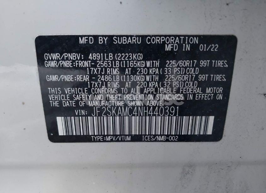 Photo 9 of 2022 Subaru Forester WILDERNESS (VIN JF2SKAMC4NH440391)