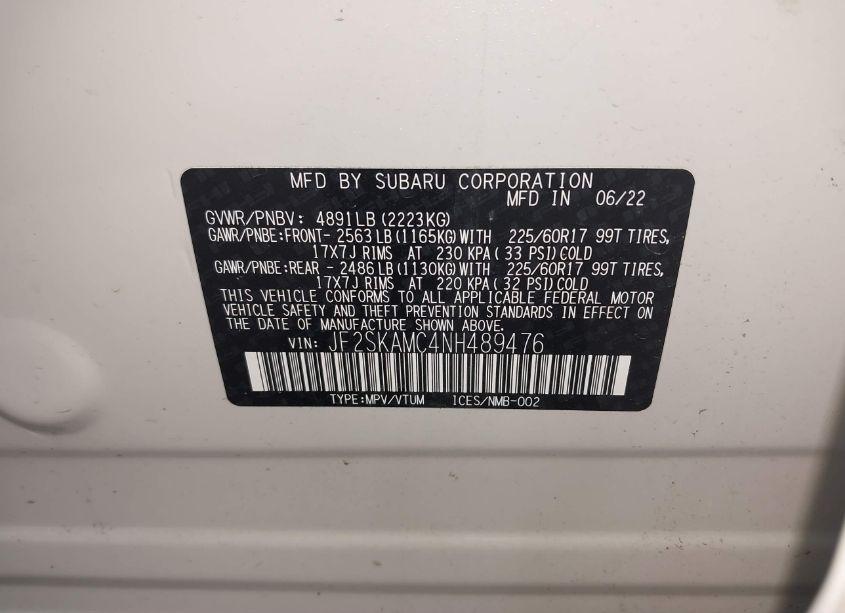 Photo 9 of 2022 Subaru Forester WILDERNESS (VIN JF2SKAMC4NH489476)