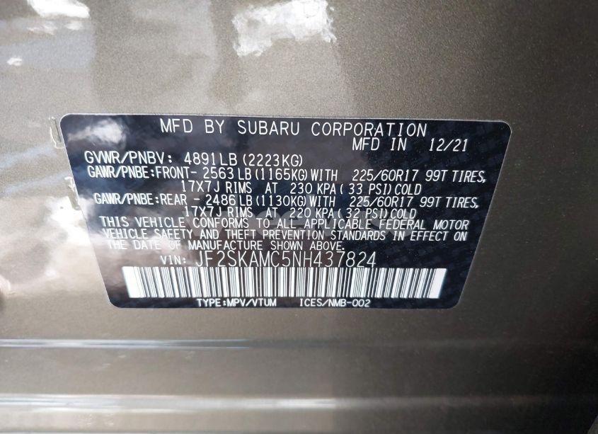 Photo 9 of 2022 Subaru Forester WILDERNESS (VIN JF2SKAMC5NH437824)