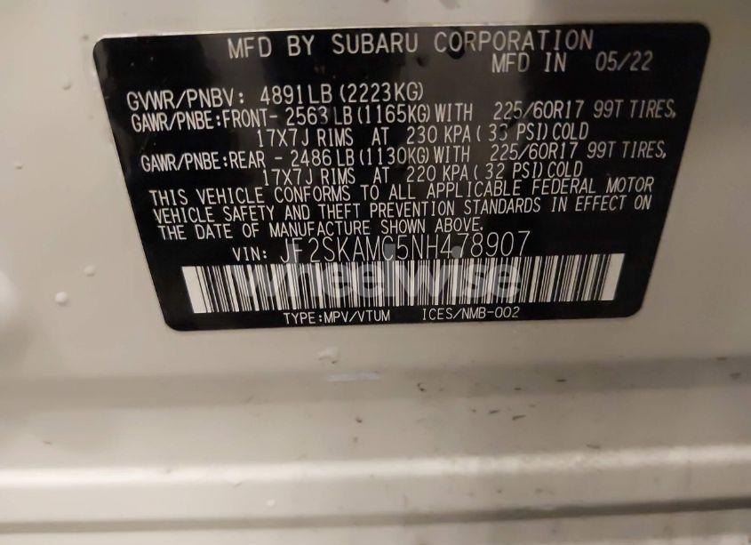 Photo 9 of 2022 Subaru Forester WILDERNESS (VIN JF2SKAMC5NH478907)