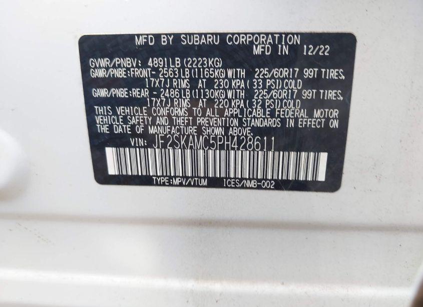 Photo 9 of 2023 Subaru Forester WILDERNESS (VIN JF2SKAMC5PH428611)