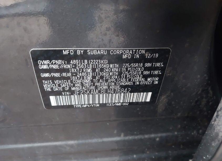 Photo 9 of 2020 Subaru Forester SPORT (VIN JF2SKAMC8LH476842)