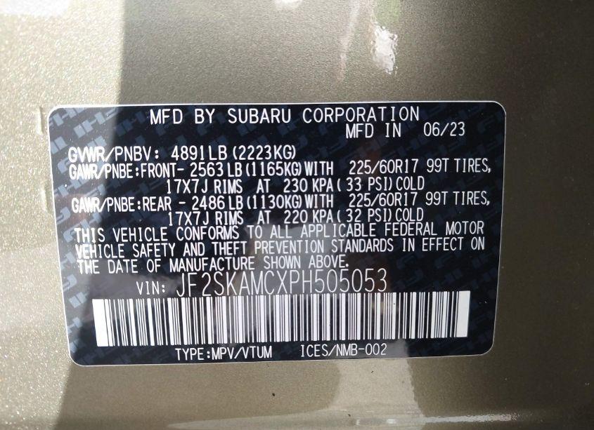 Photo 9 of 2023 Subaru Forester WILDERNESS (VIN JF2SKAMCXPH505053)