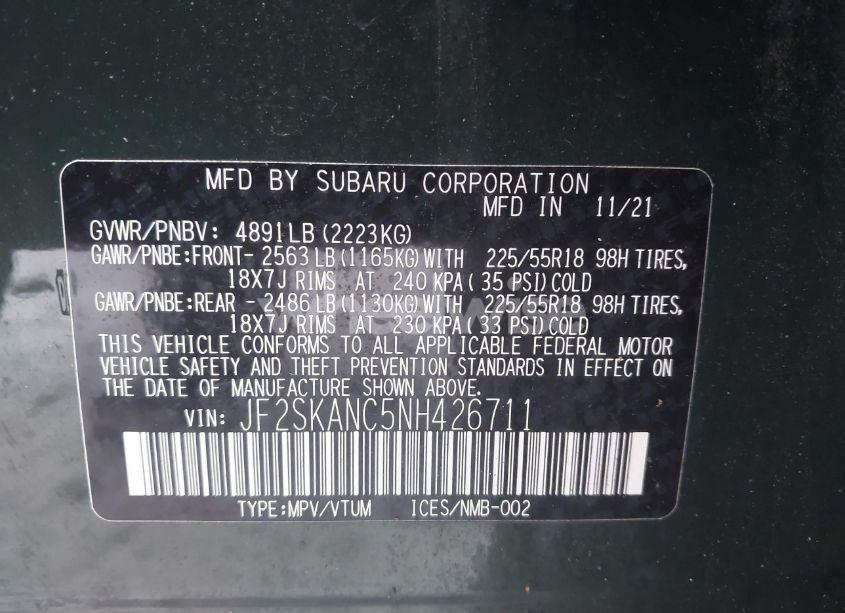 Photo 9 of 2022 Subaru Forester LIMITED (VIN JF2SKANC5NH426711)