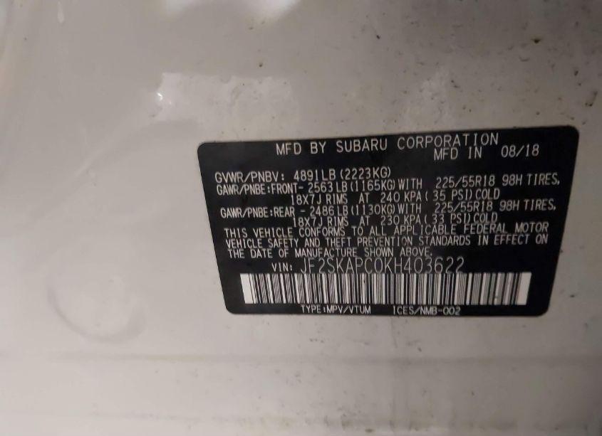 Photo 9 of 2019 Subaru Forester SPORT (VIN JF2SKAPC0KH403622)