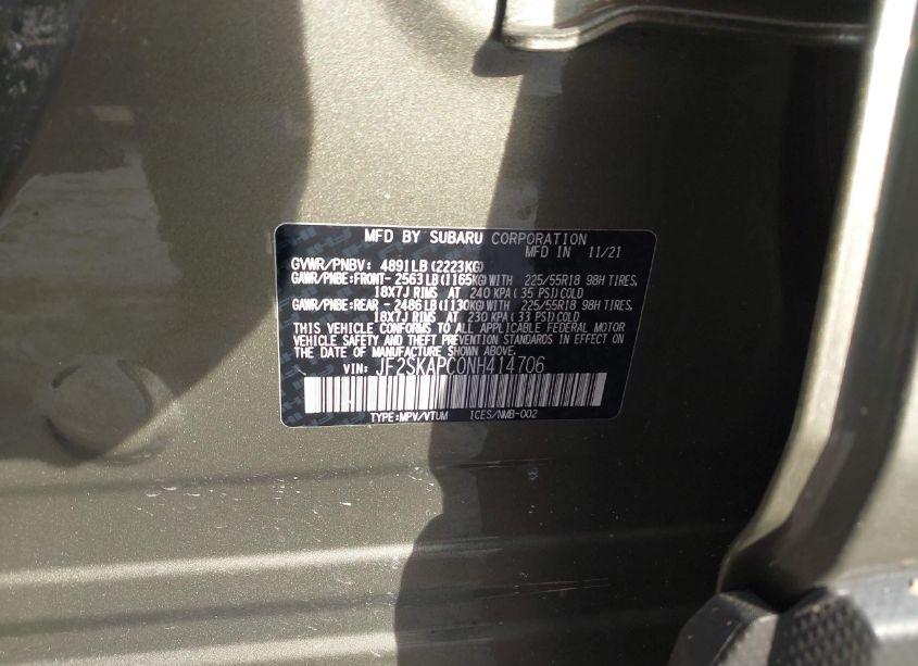 Photo 9 of 2022 Subaru Forester LIMITED (VIN JF2SKAPC0NH414706)