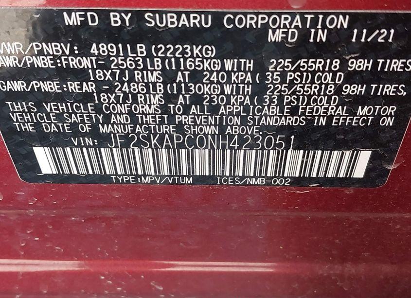 Photo 9 of 2022 Subaru Forester LIMITED (VIN JF2SKAPC0NH423051)