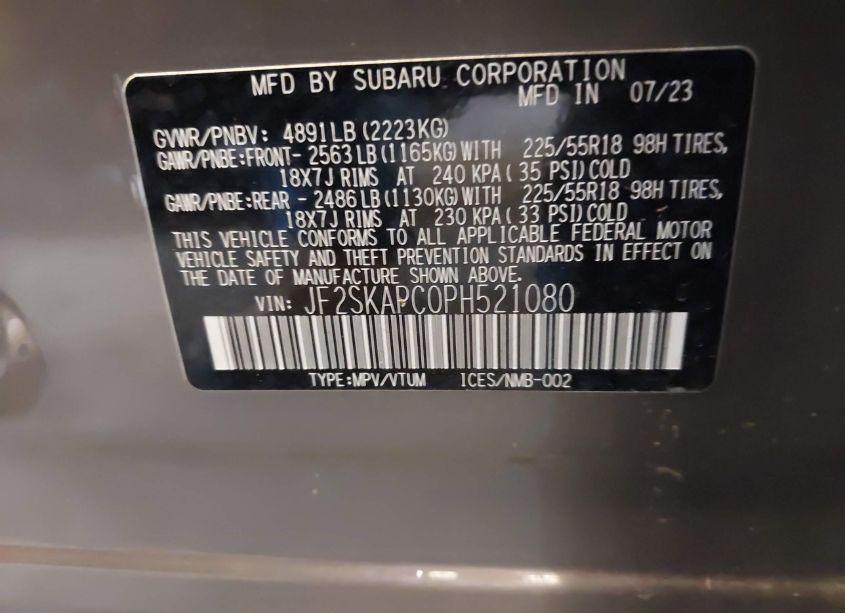 Photo 9 of 2023 Subaru Forester LIMITED (VIN JF2SKAPC0PH521080)