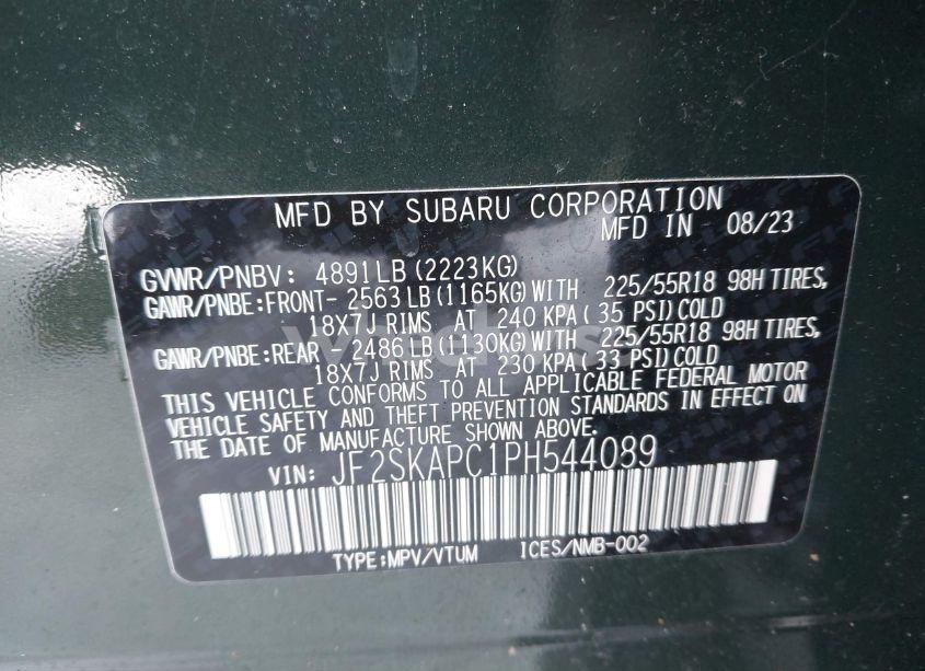 Photo 9 of 2023 Subaru Forester LIMITED (VIN JF2SKAPC1PH544089)