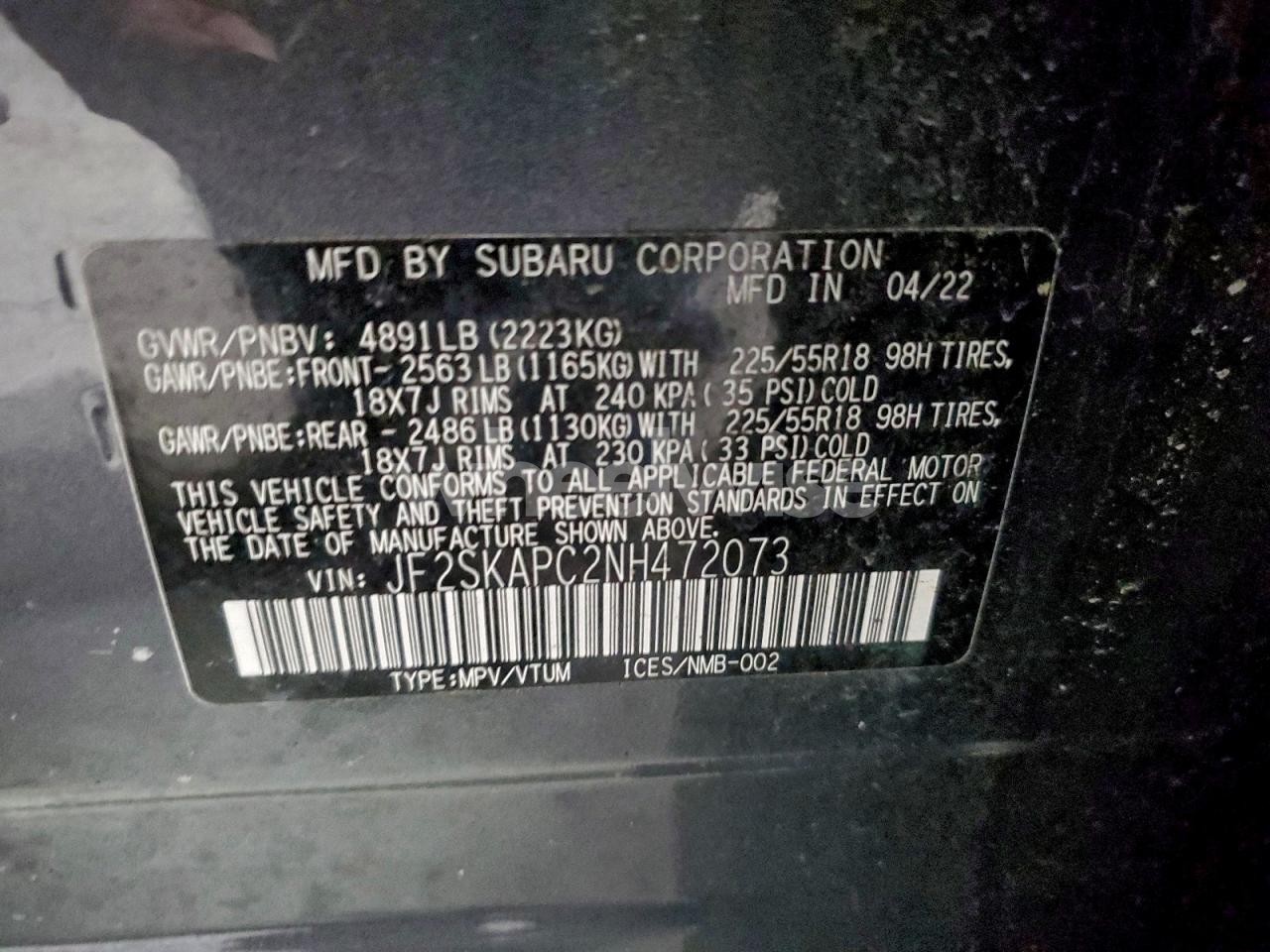 Photo 13 of 2022 SUBARU FORESTER LIMITED (VIN JF2SKAPC2NH472073)