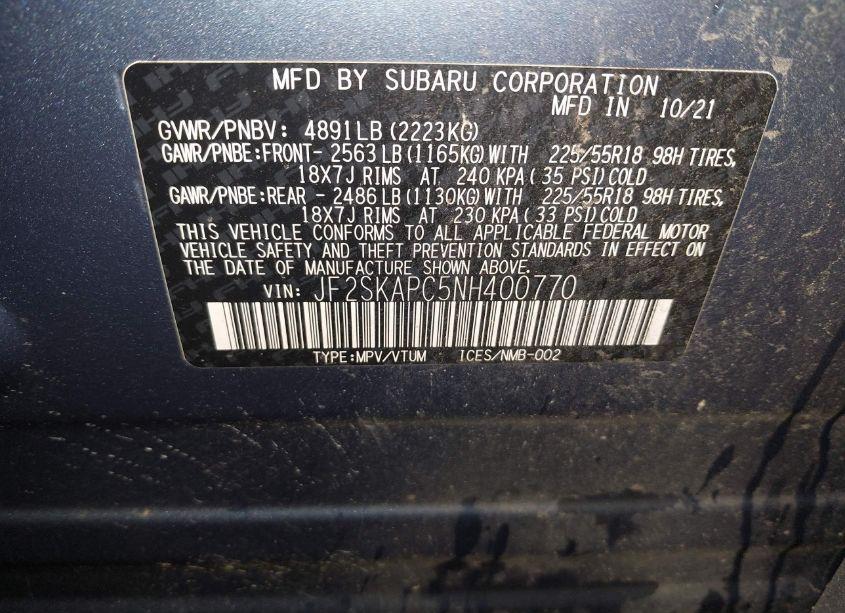Photo 9 of 2022 Subaru Forester LIMITED (VIN JF2SKAPC5NH400770)