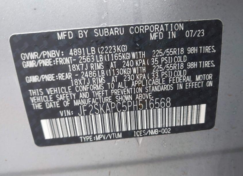 Photo 9 of 2023 Subaru Forester LIMITED (VIN JF2SKAPC5PH516568)
