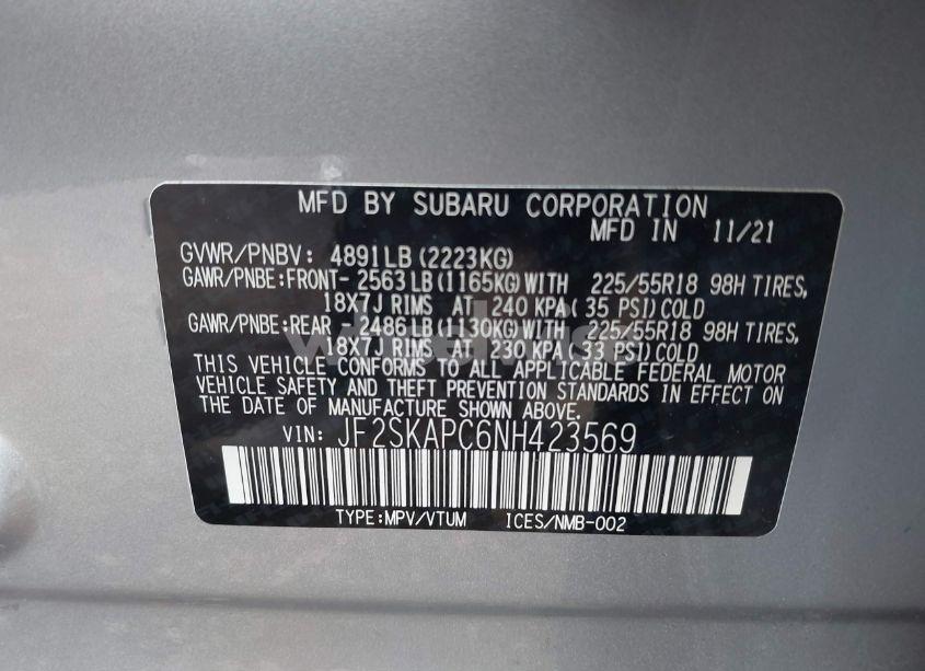 Photo 9 of 2022 Subaru Forester LIMITED (VIN JF2SKAPC6NH423569)