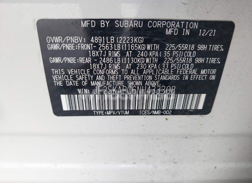 Photo 9 of 2022 Subaru Forester LIMITED (VIN JF2SKAPC6NH433308)