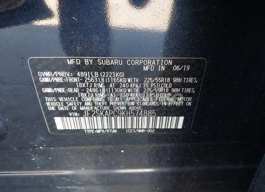 Photo 9 of 2019 Subaru Forester SPORT (VIN JF2SKAPC9KH574885)