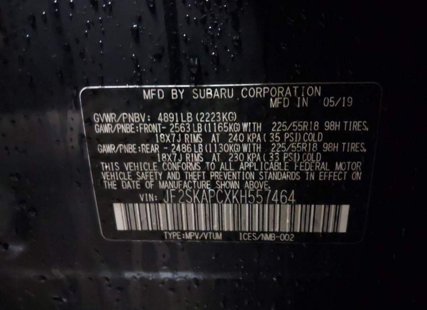 Photo 9 of 2019 Subaru Forester SPORT (VIN JF2SKAPCXKH557464)