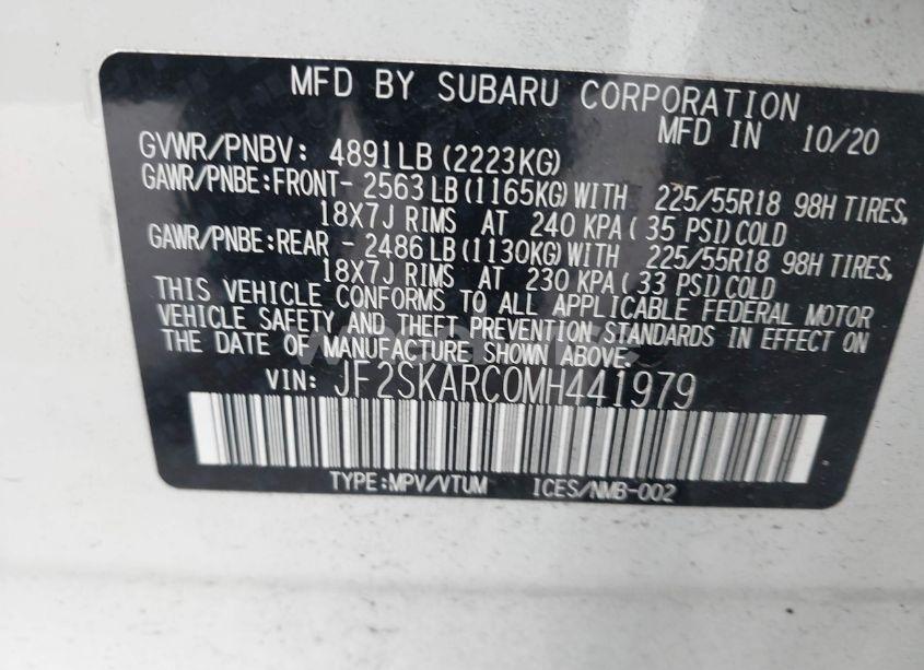 Photo 9 of 2021 Subaru Forester SPORT (VIN JF2SKARC0MH441979)