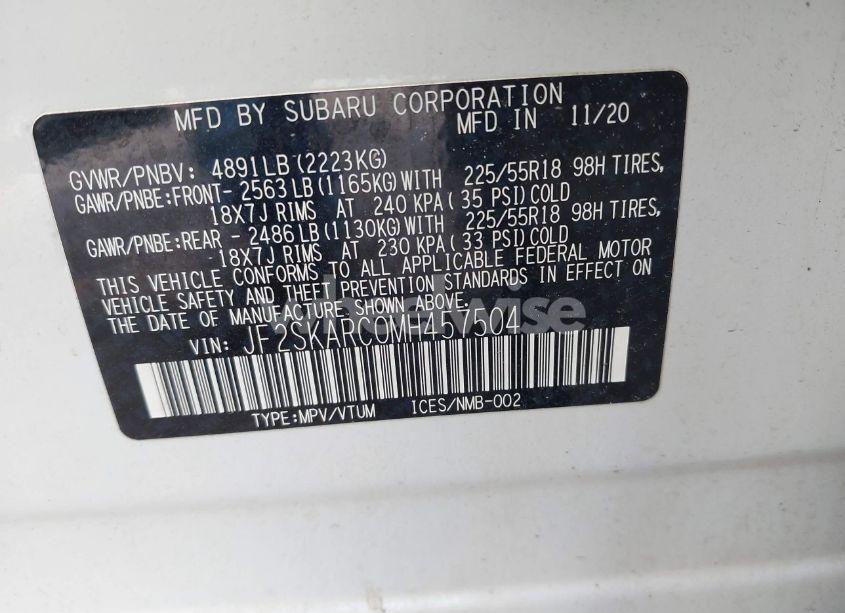 Photo 9 of 2021 Subaru Forester SPORT (VIN JF2SKARC0MH457504)