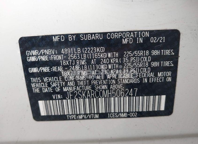 Photo 9 of 2021 Subaru Forester SPORT (VIN JF2SKARC0MH506247)