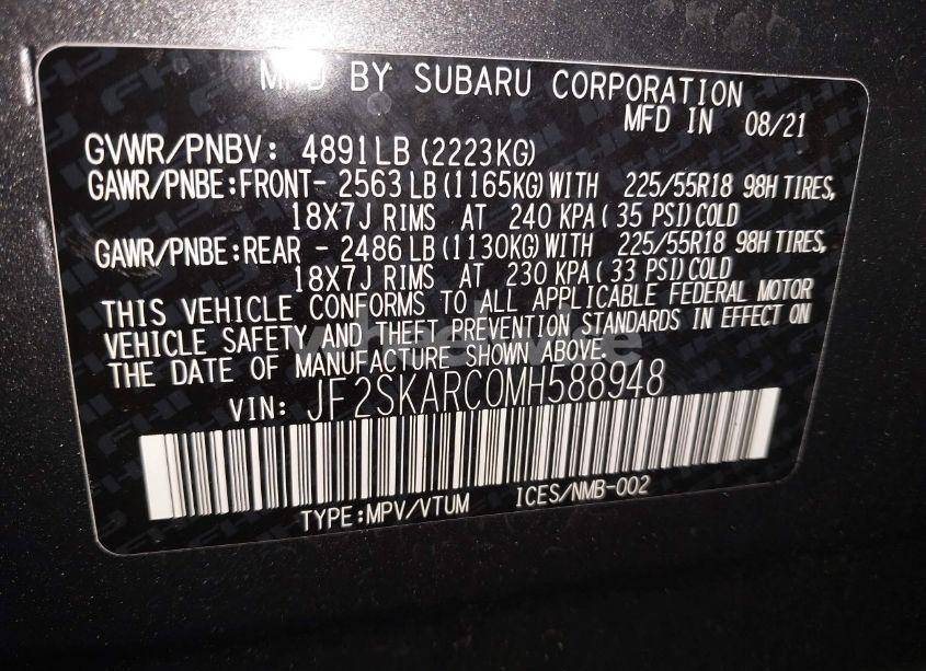 Photo 9 of 2021 Subaru Forester SPORT (VIN JF2SKARC0MH588948)