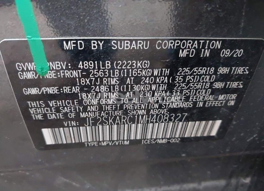 Photo 9 of 2021 Subaru Forester SPORT (VIN JF2SKARC1MH408327)