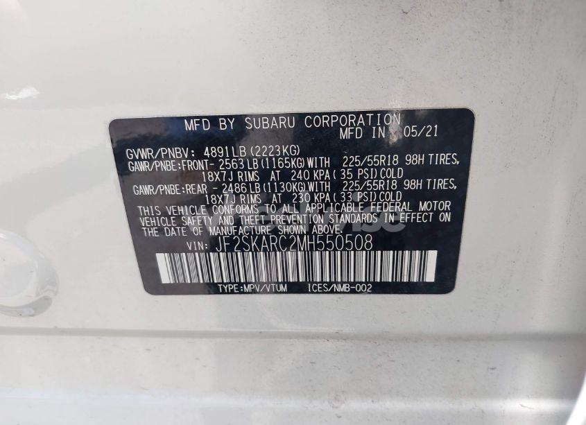 Photo 9 of 2021 Subaru Forester SPORT (VIN JF2SKARC2MH550508)