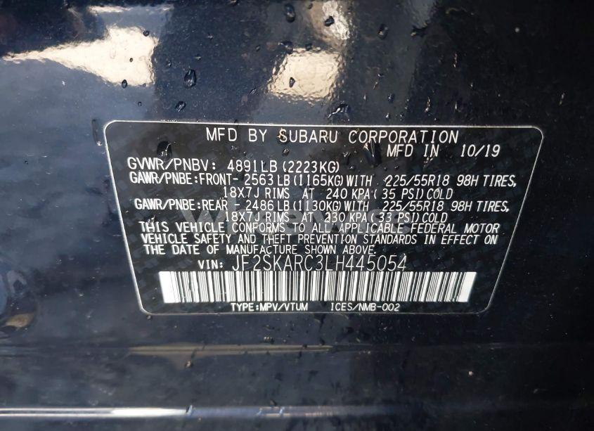 Photo 9 of 2020 Subaru Forester SPORT (VIN JF2SKARC3LH445054)