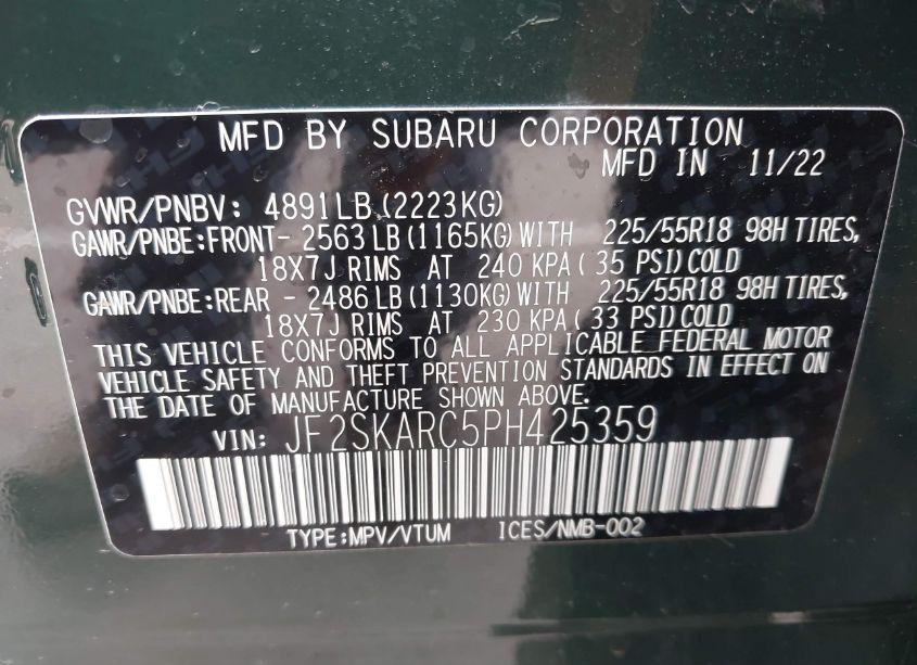 Photo 9 of 2023 Subaru Forester TOURING (VIN JF2SKARC5PH425359)