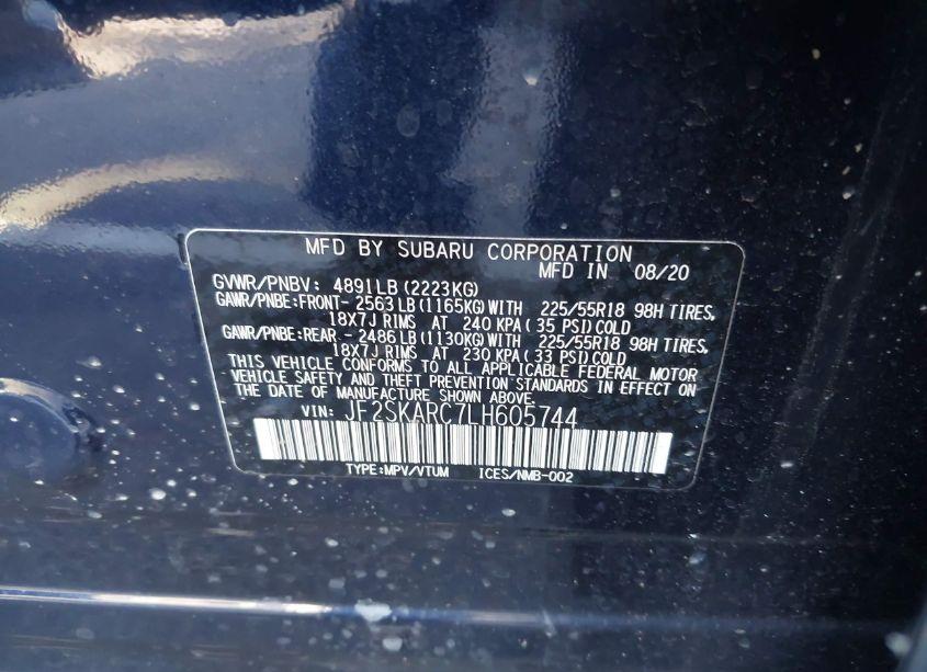 Photo 9 of 2020 Subaru Forester SPORT (VIN JF2SKARC7LH605744)