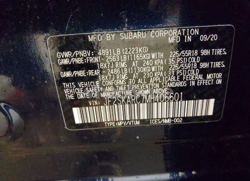 Photo 9 of 2021 Subaru Forester SPORT (VIN JF2SKARC7MH406601)