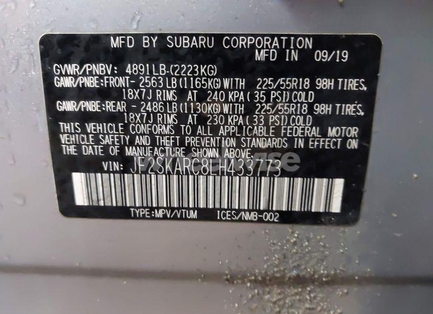 Photo 9 of 2020 Subaru Forester SPORT (VIN JF2SKARC8LH433773)