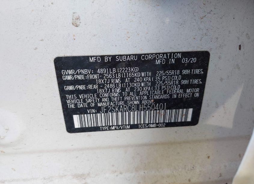 Photo 9 of 2020 Subaru Forester SPORT (VIN JF2SKARC8LH550401)