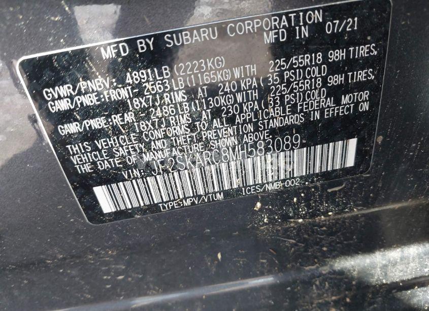 Photo 9 of 2021 Subaru Forester SPORT (VIN JF2SKARC8MH583089)